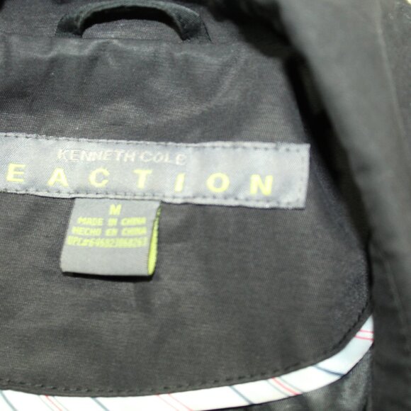 Kenneth Cole Reaction Trench Coat Womens Size Medium Classic Black Belted Button - Picture 3 of 6